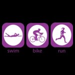 Triathlon icon swim bike run woman