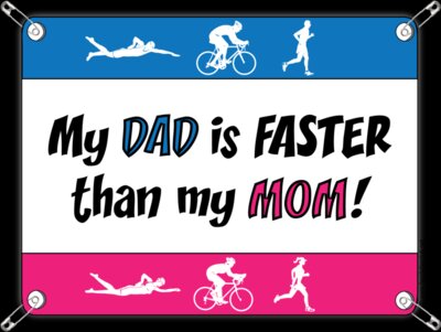 racebib My Dad is faster than my mom Triathlo