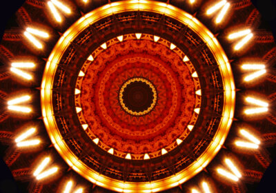 kaleidoscope tile red lights radial circle